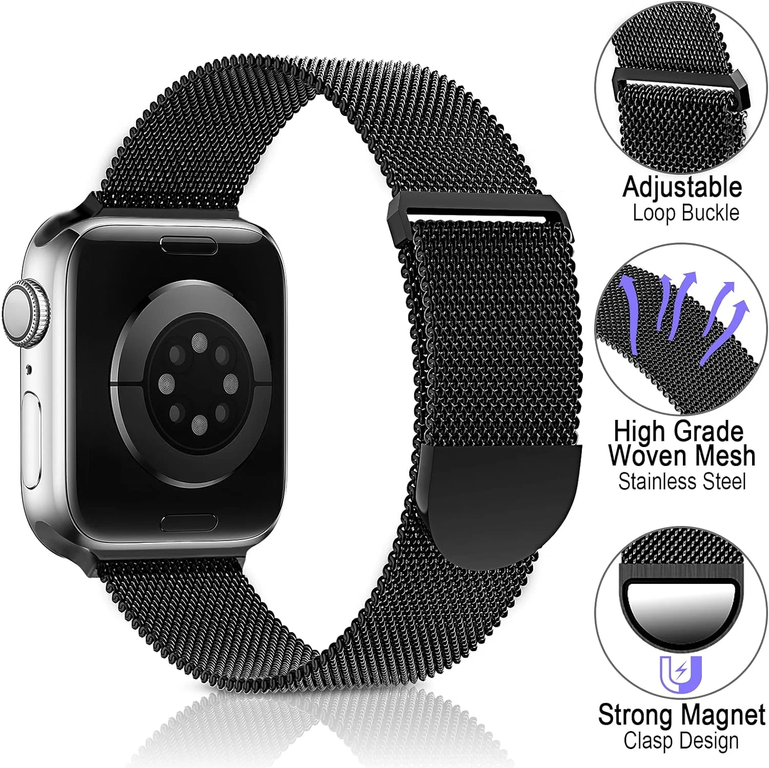 Sunnywoo Metal Stainless Steel Band, Hypoallergenic Apple Watch Band